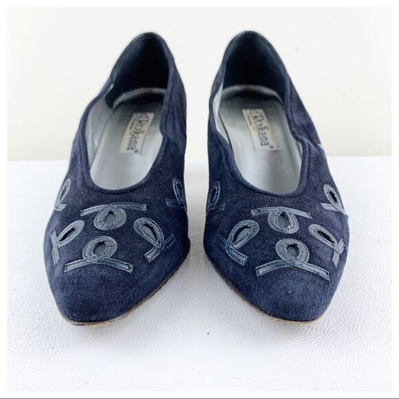 D’Rosana Vintage Deep Navy Leather Accent Suede Heels‎ Sz 8 - Picture 6 of 14
